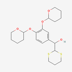 molecular formula C21H30O5S2 B15293675 a-[3,4-Bis[(tetrahydro-2H-pyran-2-yl)oxy]phenyl]-1,3-dithiane-2-methanol 