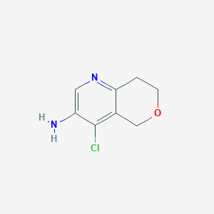 molecular formula C8H9ClN2O B15293898 4-Chloro-7,8-dihydro-5H-pyrano[4,3-b]pyridin-3-amine 