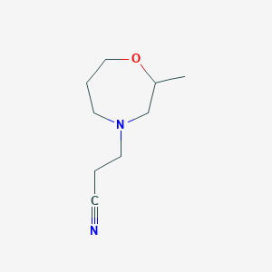molecular formula C9H16N2O B1529390 3-(2-甲基-1,4-恶唑烷-4-基)丙腈 CAS No. 1343038-60-7