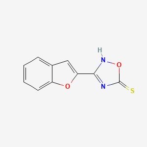 molecular formula C10H6N2O2S B1529393 3-(1-苯并呋喃-2-基)-1,2,4-恶二唑-5-硫醇 CAS No. 1343081-94-6
