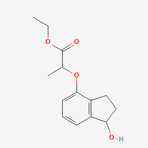 molecular formula C14H18O4 B1529418 ethyl 2-[(1-hydroxy-2,3-dihydro-1H-inden-4-yl)oxy]propanoate CAS No. 1494524-11-6