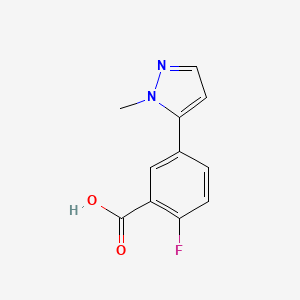 molecular formula C11H9FN2O2 B1529443 2-Fluoro-5-(1-methyl-5-pyrazolyl)benzoic Acid CAS No. 1342382-45-9