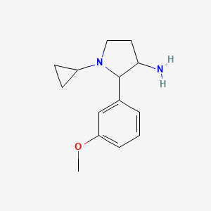 molecular formula C14H20N2O B1529444 1-Cyclopropyl-2-(3-methoxyphenyl)pyrrolidin-3-amine CAS No. 1432681-45-2
