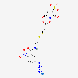 molecular formula C16H15N6NaO10S3 B15294442 Sulphosuccinimidyl 2-(3-azido-2-nitrobenzamido)ethyl-1,3'-dithiopropionate 