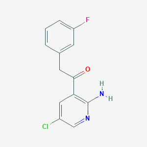molecular formula C13H10ClFN2O B1529446 1-(2-Amino-5-chloropyridin-3-yl)-2-(3-fluorophenyl)ethan-1-one CAS No. 1406910-98-2