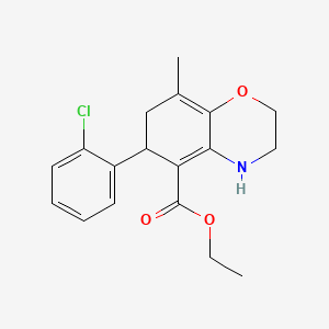 molecular formula C18H20ClNO3 B15294766 ethyl 6-(2-chlorophenyl)-8-methyl-3,4,6,7-tetrahydro-2H-1,4-benzoxazine-5-carboxylate 