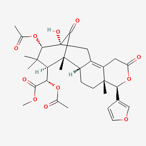 molecular formula C31H38O11 B15294776 methyl (2S)-2-acetyloxy-2-[(1R,2S,5R,6R,13R,14S,16S)-14-acetyloxy-6-(furan-3-yl)-13-hydroxy-1,5,15,15-tetramethyl-8,17-dioxo-7-oxatetracyclo[11.3.1.02,11.05,10]heptadec-10-en-16-yl]acetate CAS No. 1220508-32-6