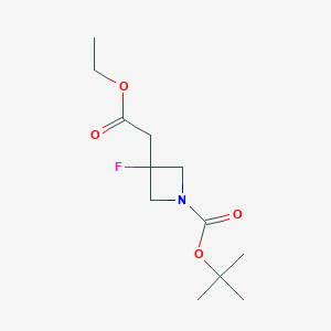 molecular formula C12H20FNO4 B1529480 tert-Butyl 3-(2-ethoxy-2-oxoethyl)-3-fluoroazetidine-1-carboxylate CAS No. 1445951-08-5
