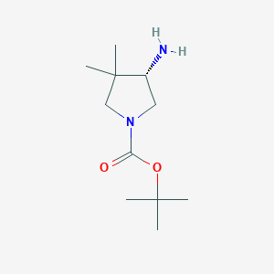 molecular formula C11H22N2O2 B1529505 叔丁基(4S)-4-氨基-3,3-二甲基吡咯烷-1-甲酸酯 CAS No. 1638744-08-7