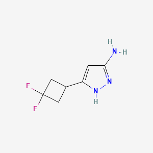 molecular formula C7H9F2N3 B1529515 5-(3,3-二氟环丁基)-1H-吡唑-3-胺 CAS No. 1425931-95-8