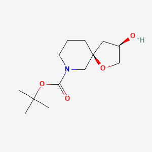 molecular formula C13H23NO4 B1529516 外消旋-(3R,5S)-叔丁基 3-羟基-1-氧杂-7-氮杂螺[4.5]癸烷-7-羧酸酯 CAS No. 1445951-75-6