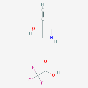 molecular formula C7H8F3NO3 B1529569 3-Ethynyl-3-hydroxyazetidine trifluoroacetate CAS No. 1408076-23-2