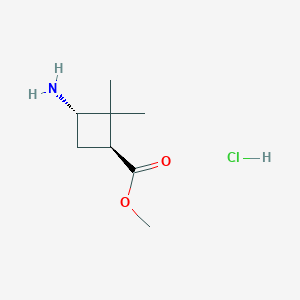 molecular formula C8H16ClNO2 B1529578 trans-Methyl 3-amino-2,2-dimethyl-cyclobutanecarboxylate hydrochloride CAS No. 1392804-19-1