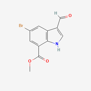molecular formula C11H8BrNO3 B15295851 methyl 5-bromo-3-formyl-1H-indole-7-carboxylate 