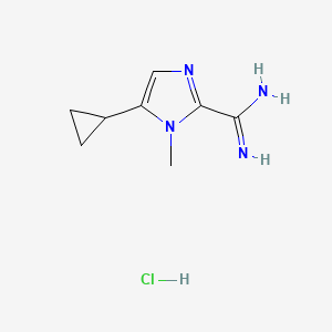 molecular formula C8H13ClN4 B1529609 5-cyclopropyl-1-methyl-1H-imidazole-2-carboximidamide hydrochloride CAS No. 1403766-70-0