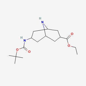 molecular formula C16H28N2O4 B1529629 Ethyl 7-(boc-amino)-9-azabicyclo[3.3.1]nonane-3-carboxylate CAS No. 1363380-89-5