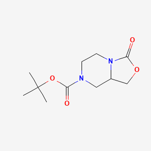 molecular formula C11H18N2O4 B1529688 tert-butyl 3-oxotetrahydro-1H-oxazolo[3,4-a]pyrazine-7(3H)-carboxylate CAS No. 935544-47-1