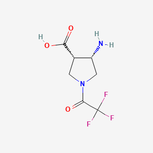 molecular formula C7H9F3N2O3 B15297003 rac-(3R,4R)-4-amino-1-(2,2,2-trifluoroacetyl)pyrrolidine-3-carboxylic acid 