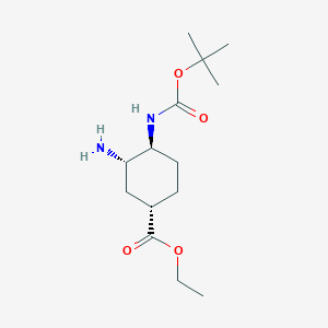 molecular formula C14H26N2O4 B1529702 (1S,3S,4S)-ethyl 3-amino-4-(tert-butoxycarbonylamino)cyclohexanecarboxylate CAS No. 1392745-50-4