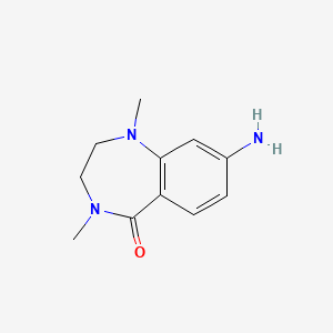 molecular formula C11H15N3O B1529730 8-amino-1,4-dimethyl-2,3,4,5-tetrahydro-1H-1,4-benzodiazepin-5-one CAS No. 1022972-39-9