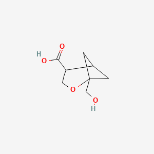 molecular formula C8H12O4 B15297325 1-(Hydroxymethyl)-2-oxabicyclo[3.1.1]heptane-4-carboxylic acid 