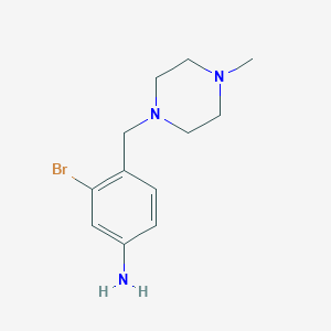 molecular formula C12H18BrN3 B1529739 3-Bromo-4-[(4-methylpiperazin-1-yl)methyl]aniline CAS No. 859027-13-7
