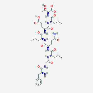 molecular formula C43H69N9O13 B152974 Phenylalanyl-glycyl-leucyl-glutaminyl-leucyl-glutamyl-leucyl-threonine CAS No. 135467-95-7