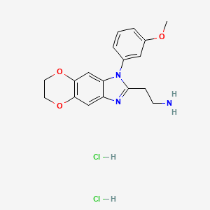 molecular formula C18H21Cl2N3O3 B15297426 2-[3-(3-Methoxyphenyl)-6,7-dihydro-[1,4]dioxino[2,3-f]benzimidazol-2-yl]ethanamine;dihydrochloride 