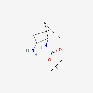molecular formula C11H20N2O2 B15297654 tert-butyl N-{2-aminobicyclo[2.1.1]hexan-1-yl}carbamate 