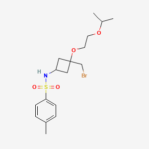 molecular formula C17H26BrNO4S B15297810 N-[3-(bromomethyl)-3-[2-(propan-2-yloxy)ethoxy]cyclobutyl]-4-methylbenzene-1-sulfonamide 