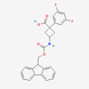 molecular formula C26H21F2NO4 B15297820 rac-(1r,3r)-1-(3,5-difluorophenyl)-3-({[(9H-fluoren-9-yl)methoxy]carbonyl}amino)cyclobutane-1-carboxylic acid 