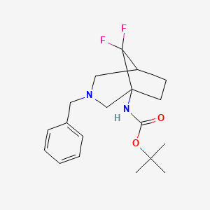 molecular formula C19H26F2N2O2 B15298163 tert-butyl N-{3-benzyl-8,8-difluoro-3-azabicyclo[3.2.1]octan-1-yl}carbamate 