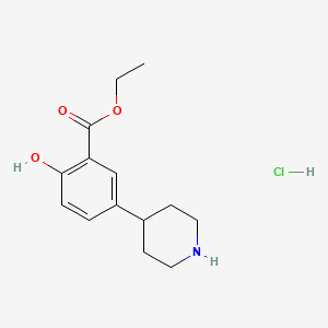 molecular formula C14H20ClNO3 B15298485 Ethyl 2-hydroxy-5-(piperidin-4-yl)benzoate hydrochloride 