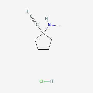 molecular formula C8H14ClN B15298663 1-ethynyl-N-methylcyclopentan-1-aminehydrochloride 