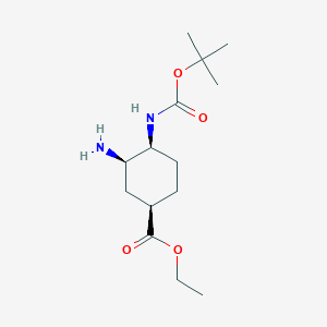 molecular formula C14H26N2O4 B1529875 (1R,3R,4S)-3-Amino-4-(Boc-amino)cyclohexane-carboxylic acid ethyl ester CAS No. 1392745-41-3