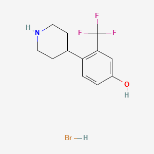 molecular formula C12H15BrF3NO B15298833 4-(Piperidin-4-yl)-3-(trifluoromethyl)phenol hydrobromide 