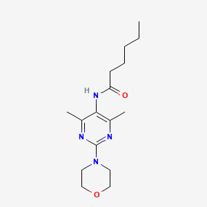 molecular formula C16H26N4O2 B15298883 N-[4,6-dimethyl-2-(morpholin-4-yl)pyrimidin-5-yl]hexanamide 