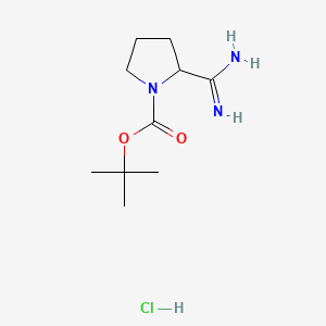 molecular formula C10H20ClN3O2 B15299023 Tert-butyl 2-carbamimidoylpyrrolidine-1-carboxylate hydrochloride 