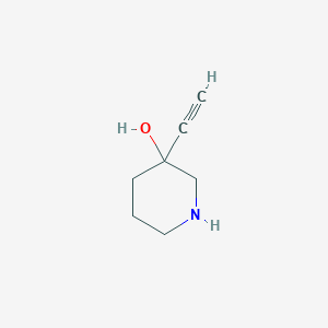 molecular formula C7H11NO B15299197 3-Ethynylpiperidin-3-ol 