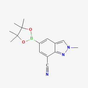 molecular formula C15H18BN3O2 B15299212 2-methyl-5-(4,4,5,5-tetramethyl-1,3,2-dioxaborolan-2-yl)-2H-indazole-7-carbonitrile 