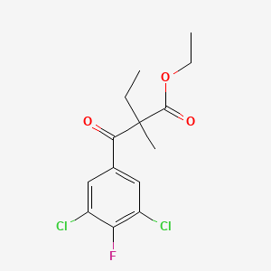 molecular formula C14H15Cl2FO3 B15299437 Ethyl 2-(3,5-dichloro-4-fluorobenzoyl)-2-methylbutanoate 