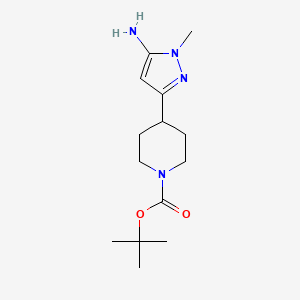 molecular formula C14H24N4O2 B15299678 tert-butyl 4-(5-amino-1-methyl-1H-pyrazol-3-yl)piperidine-1-carboxylate 