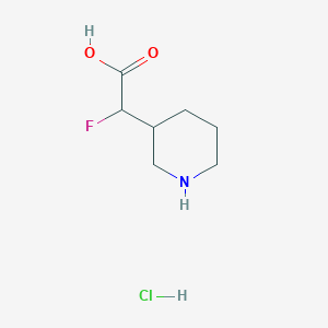 molecular formula C7H13ClFNO2 B15299884 2-Fluoro-2-(piperidin-3-yl)acetic acid hydrochloride CAS No. 1781034-39-6