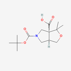molecular formula C14H23NO5 B15299945 rac-(3aR,6aR)-5-[(tert-butoxy)carbonyl]-3,3-dimethyl-hexahydro-1H-furo[3,4-c]pyrrole-3a-carboxylic acid 