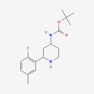 molecular formula C17H25FN2O2 B15299984 tert-butyl N-[2-(2-fluoro-5-methylphenyl)piperidin-4-yl]carbamate 