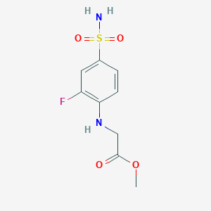 molecular formula C9H11FN2O4S B15300211 Methyl (2-fluoro-4-sulfamoylphenyl)glycinate 