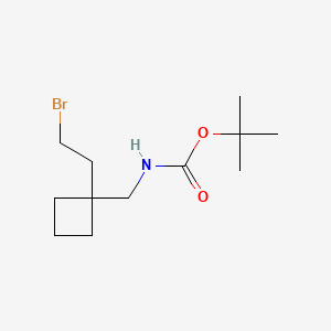 molecular formula C12H22BrNO2 B15300250 tert-butyl N-{[1-(2-bromoethyl)cyclobutyl]methyl}carbamate 