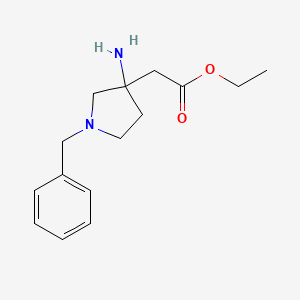 molecular formula C15H22N2O2 B15300353 Ethyl 2-(3-amino-1-benzylpyrrolidin-3-yl)acetate 