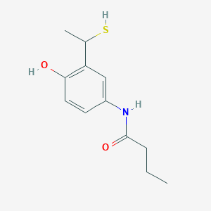 molecular formula C12H17NO2S B15300676 N-[4-hydroxy-3-(1-sulfanylethyl)phenyl]butanamide 
