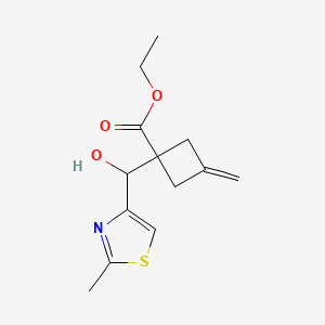 molecular formula C13H17NO3S B15300821 Ethyl 1-[hydroxy(2-methyl-1,3-thiazol-4-yl)methyl]-3-methylidenecyclobutane-1-carboxylate 